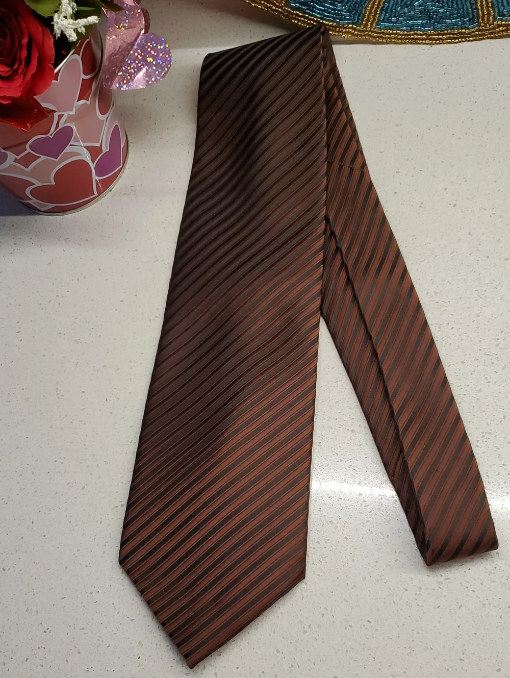 ERMENEGILDO ZEGNA 100% SILK Brown and Black Diagonal Striped Tie